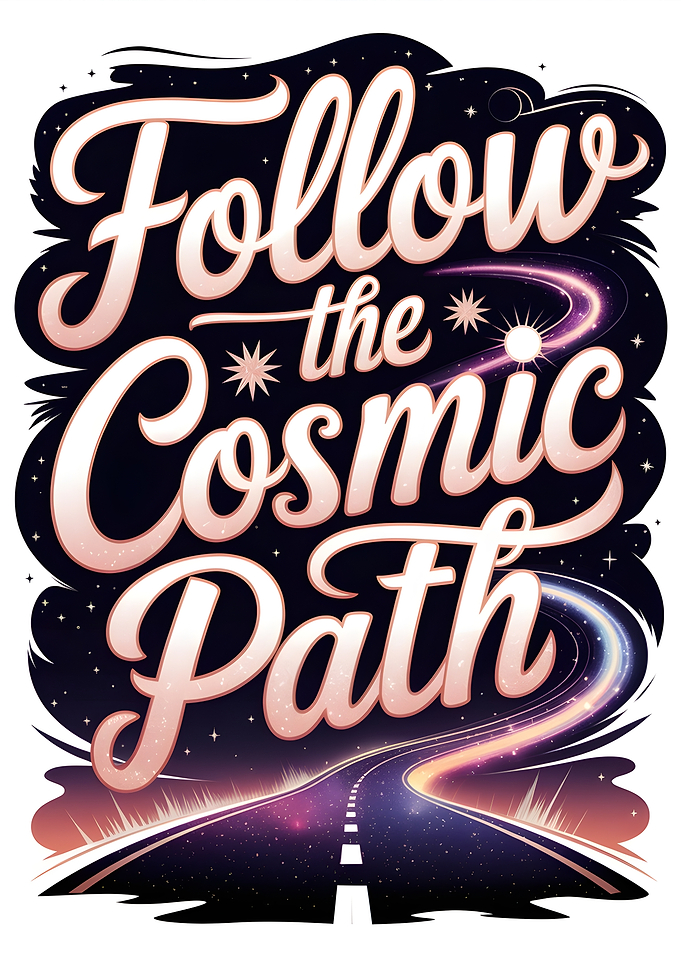 Follow the Cosmic Path Typography Art