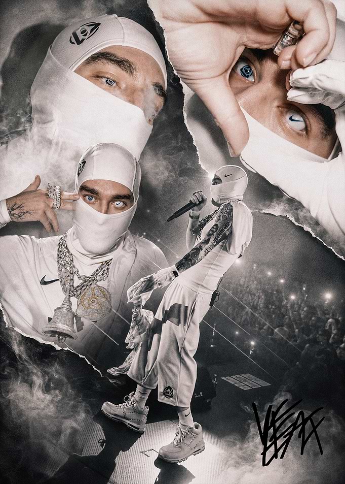 Rapper in White Balaclava Collage