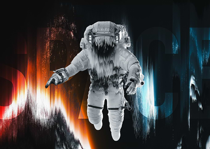 Glitch Effect Astronaut in Space