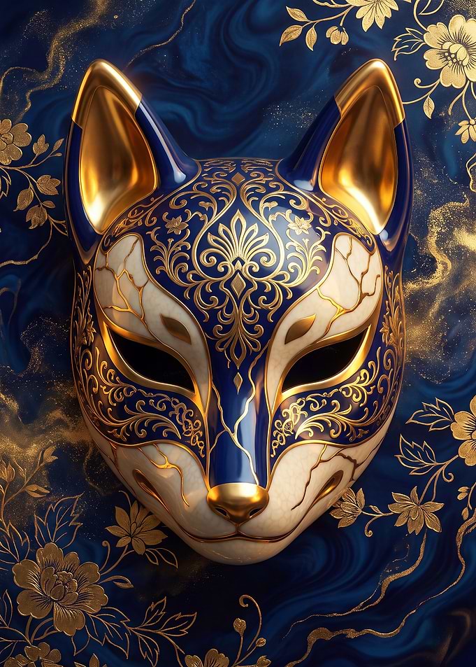 Ornate Kitsune Fox Mask