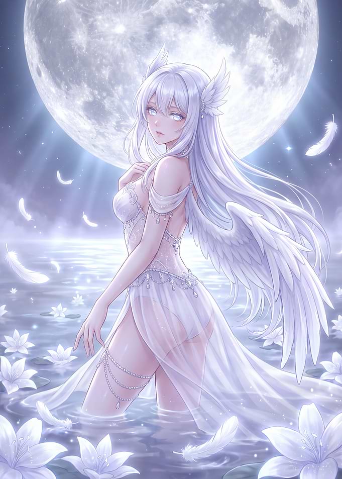 Ethereal Angel in Moonlight