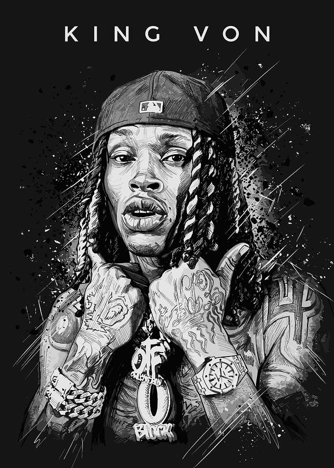 King Von Portrait Art Print