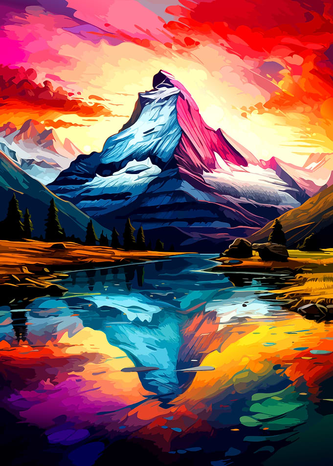Vibrant Matterhorn Mountain Sunset Landscape