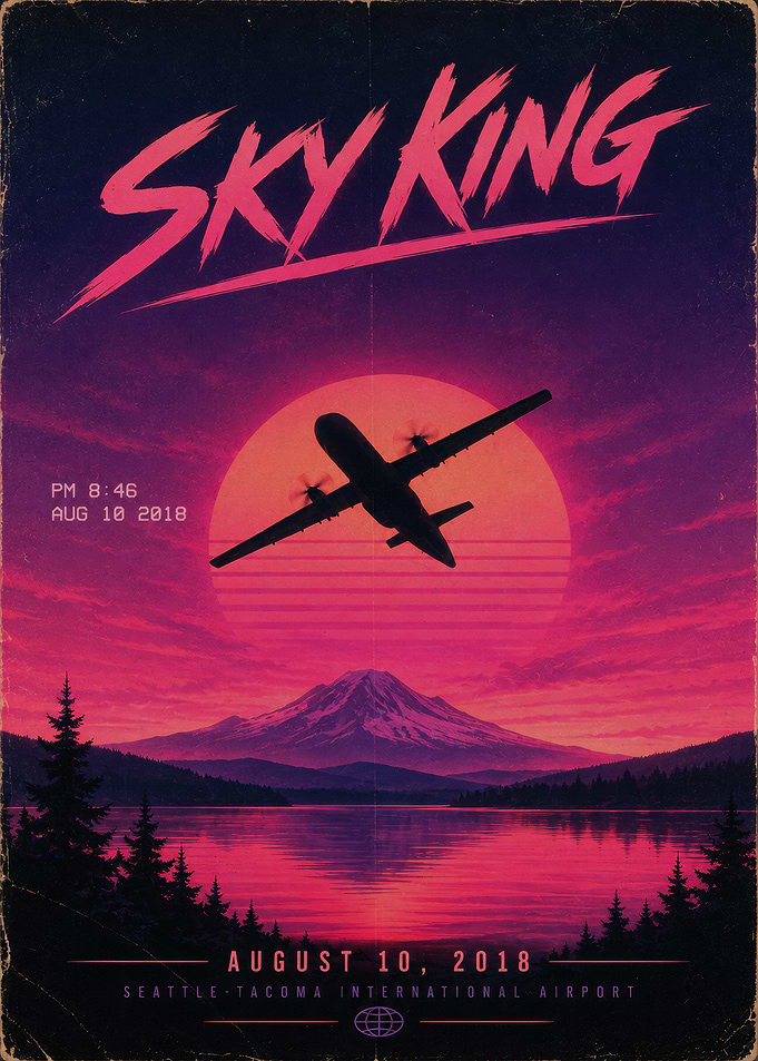 Sky King Retro Synthwave Poster