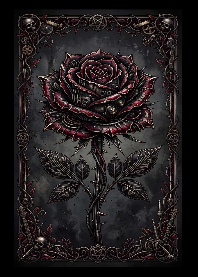 Dark Steampunk Mechanical Rose Art