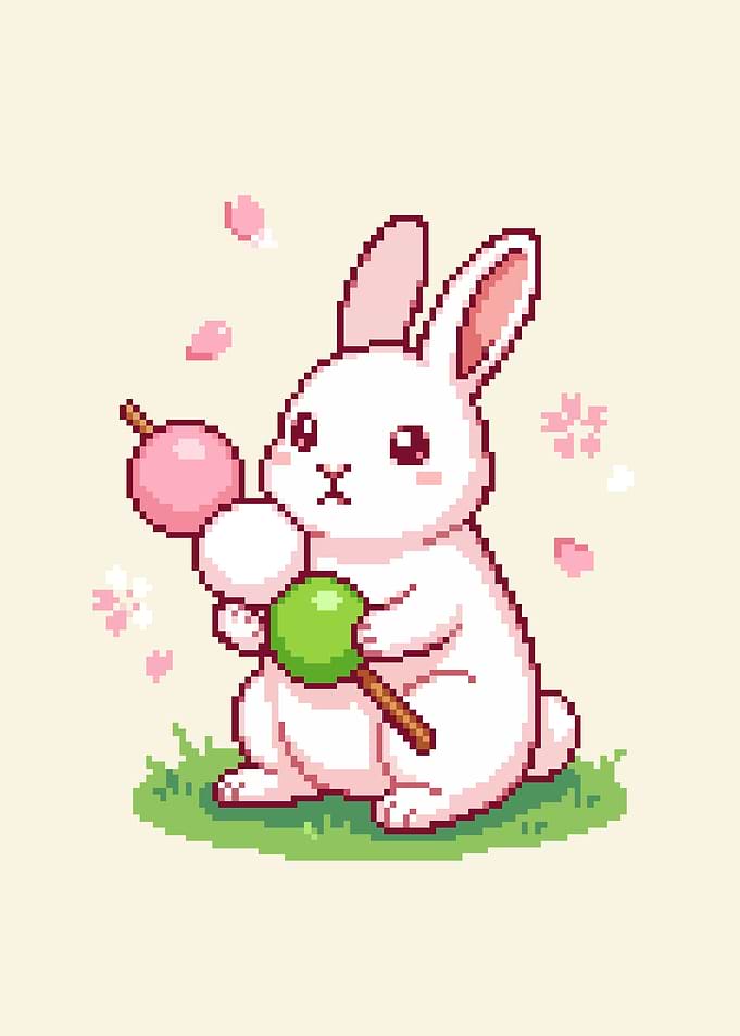 Pixel Art Bunny with Dango