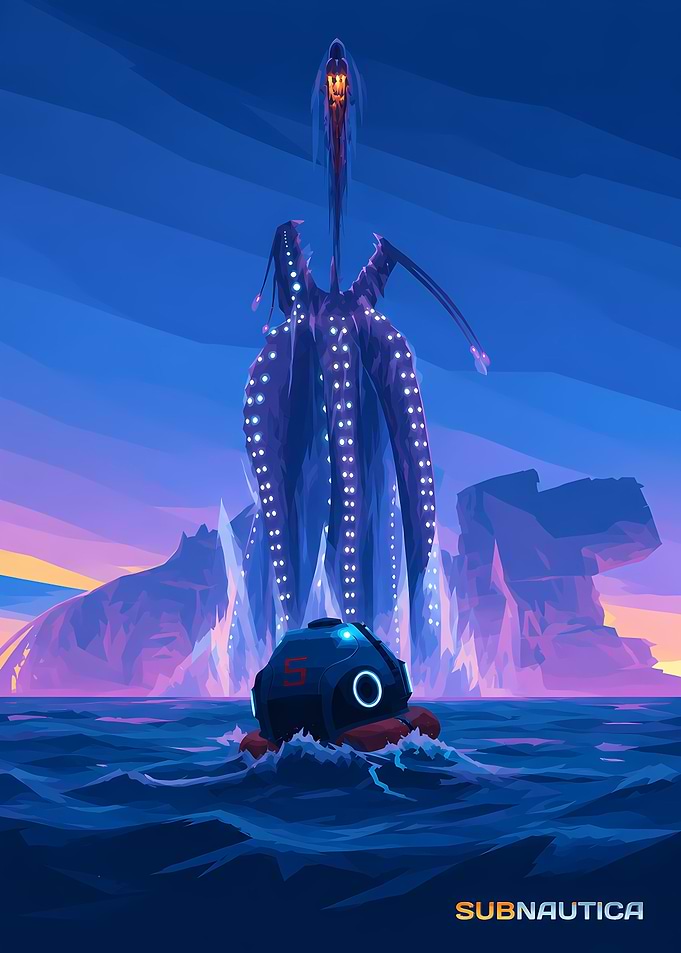 Subnautica Reaper Leviathan Encounter Poster