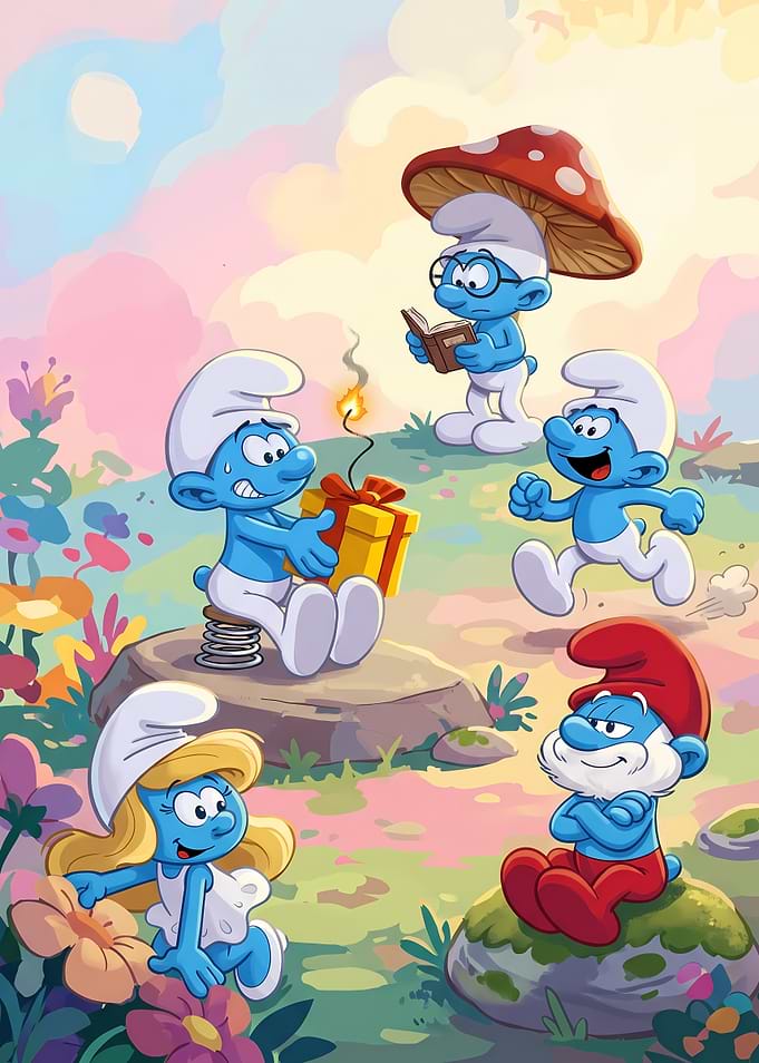 The Smurfs Having Fun in Forest