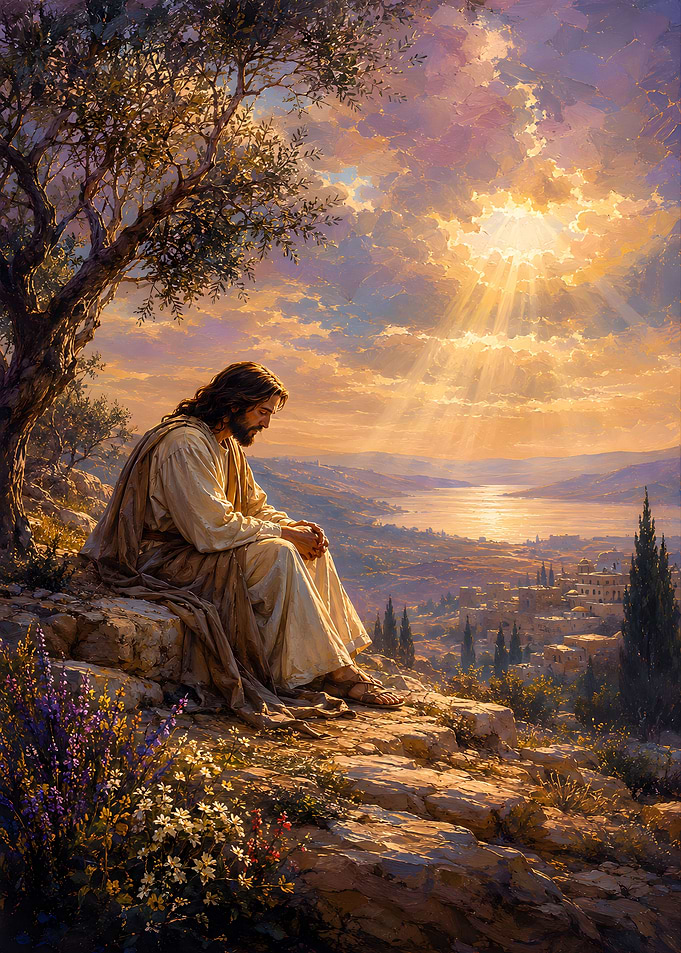 Jesus Praying at Sunset