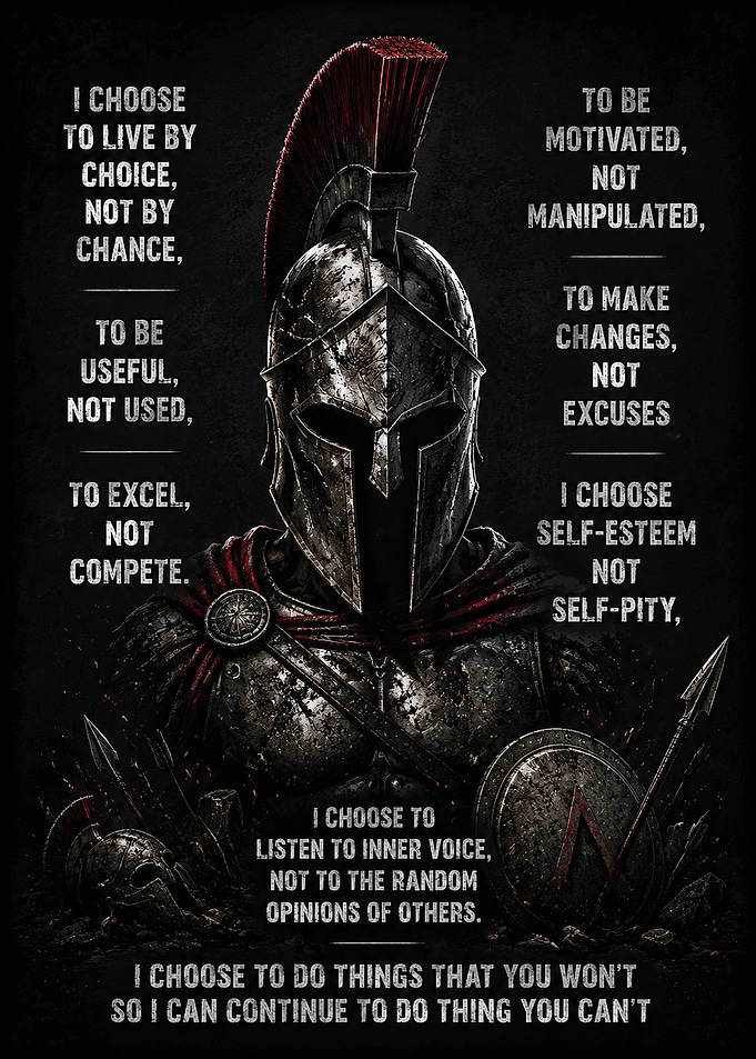 Spartan Warrior Motivational Quote Poster