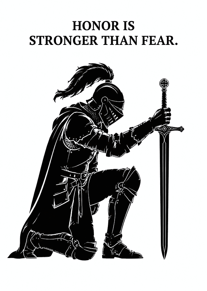 Kneeling Knight Honor Quote Poster