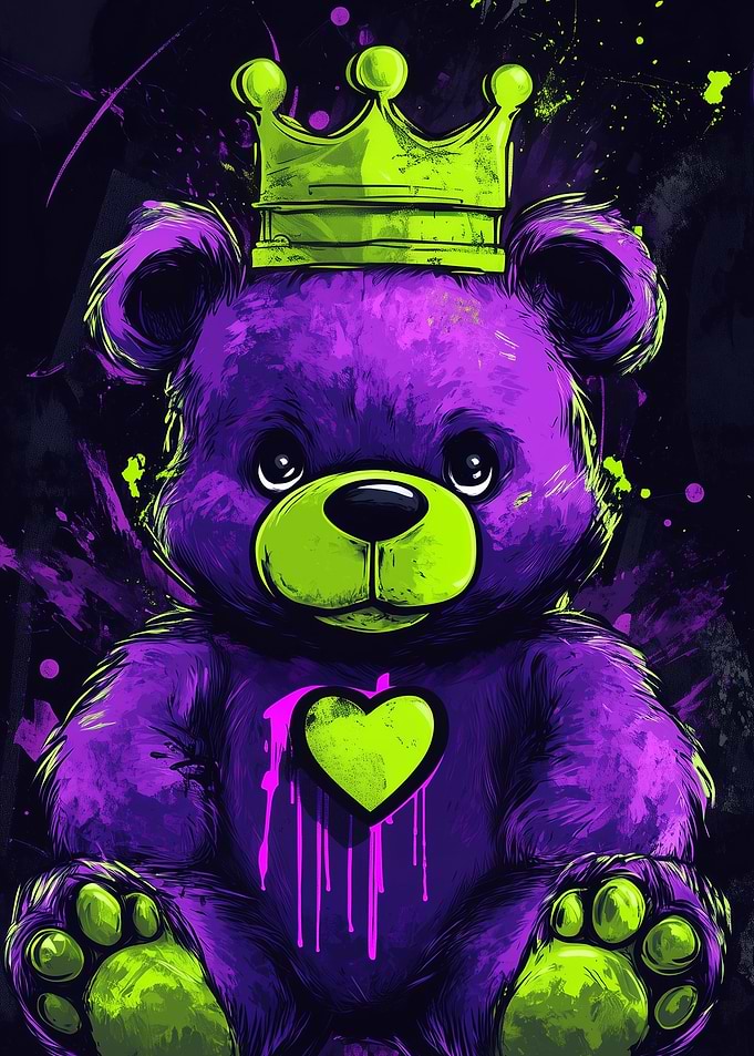 Neon Purple and Green Crowned Bear