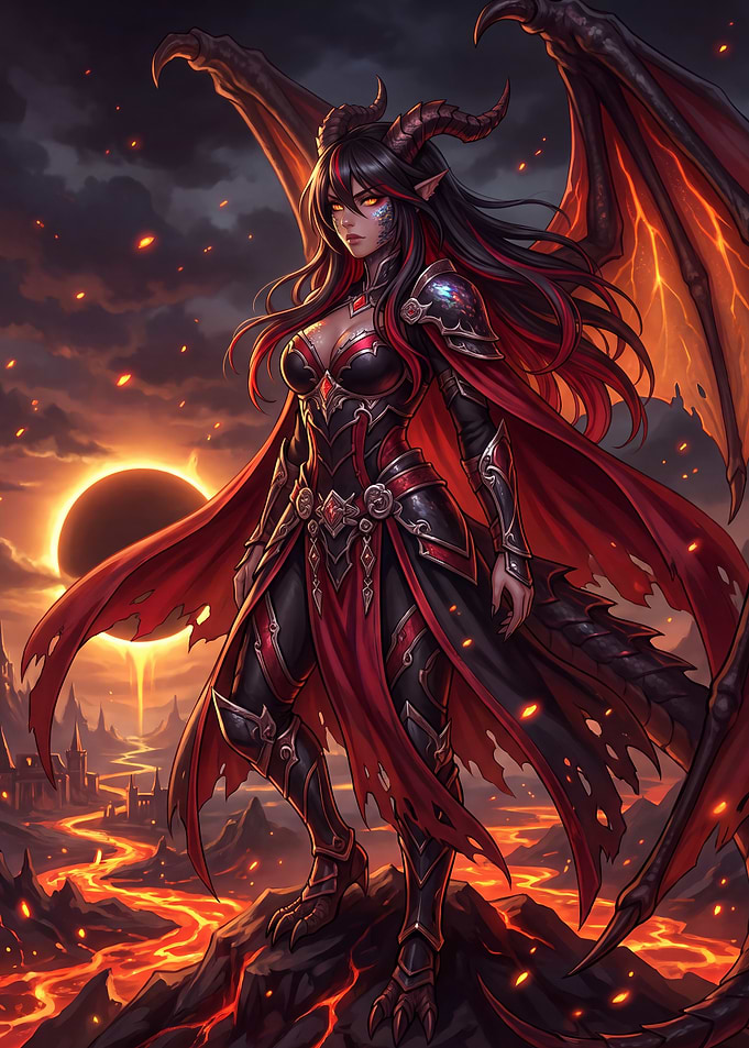 Demon Queen in Volcanic Landscape