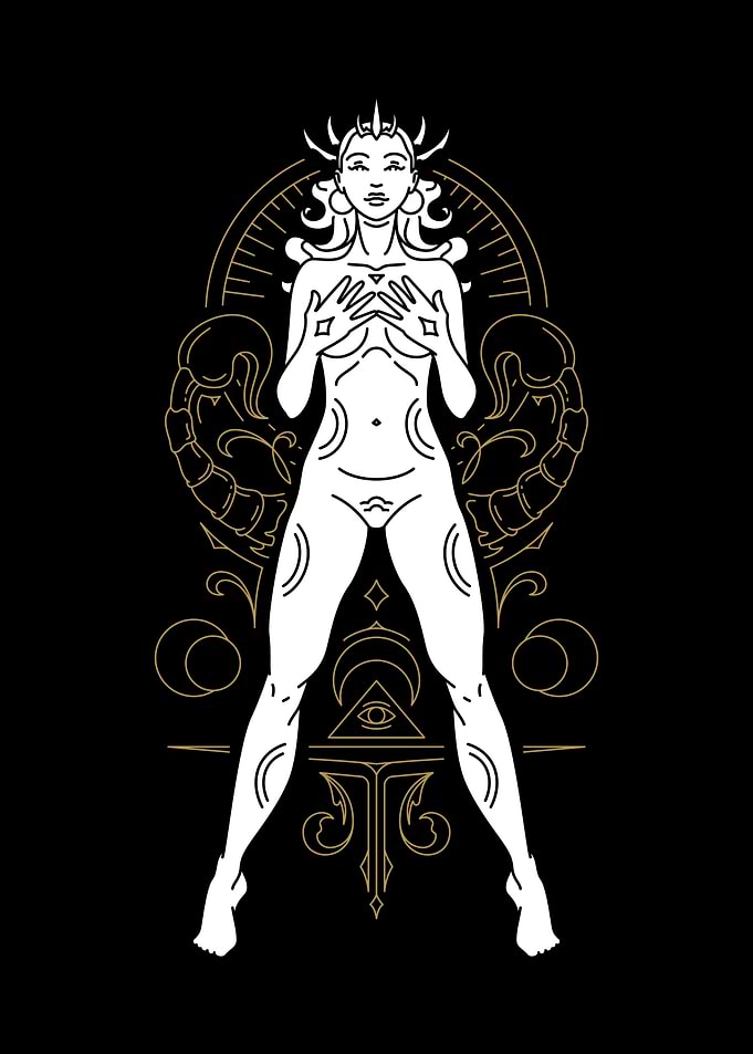 Scorpio Zodiac Goddess Line Art