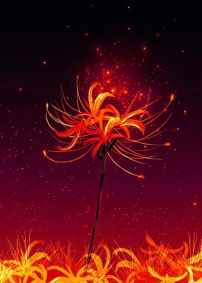 Glowing Red Spider Lily Illustration