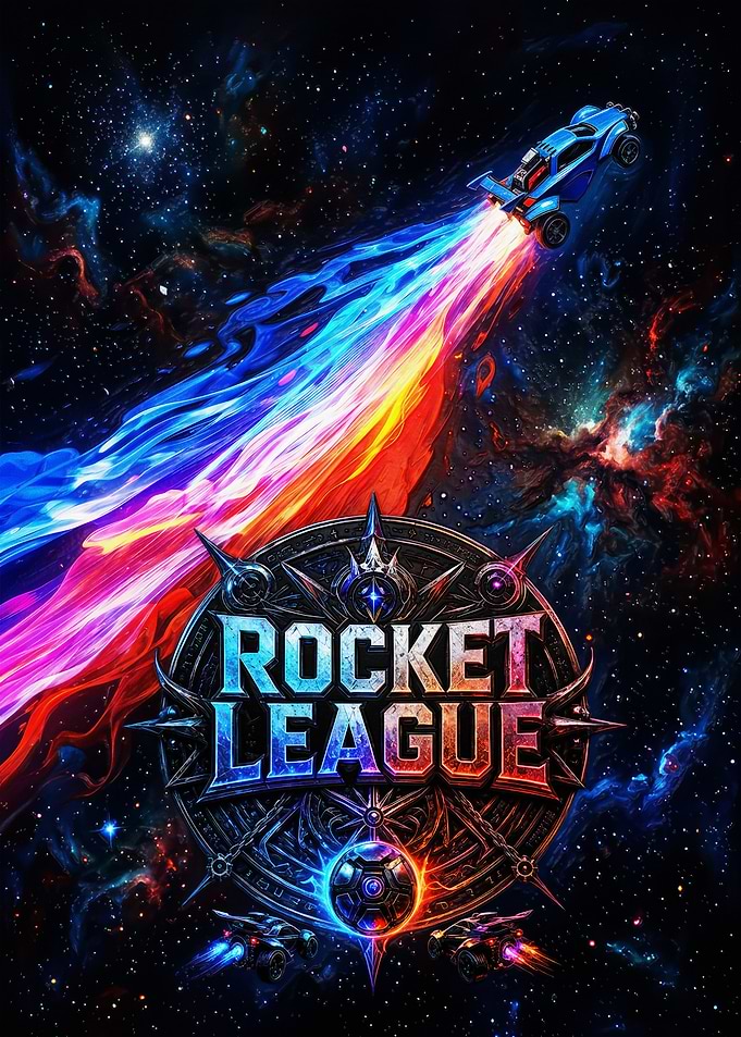 Rocket League Space Action Poster