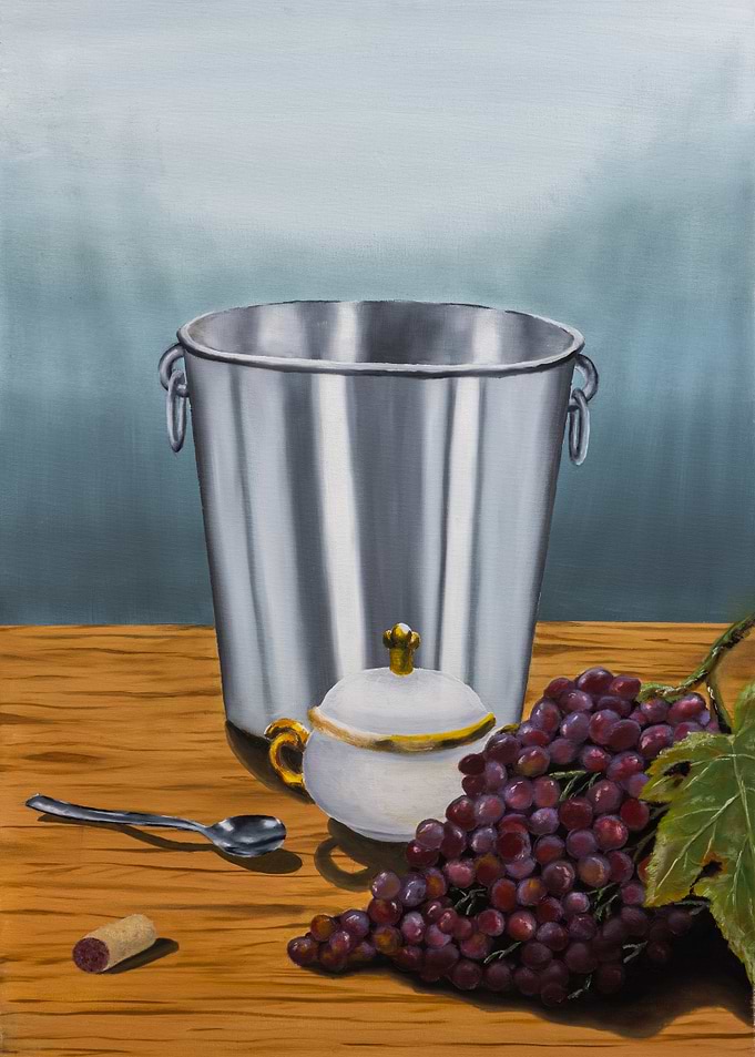 Still Life with Grapes and Bucket