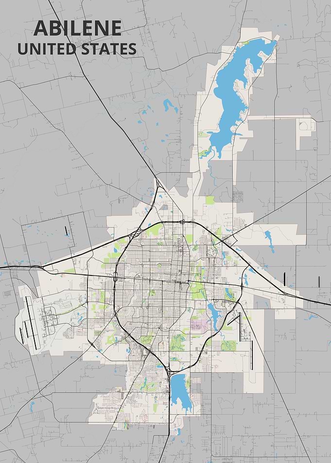 Abilene Texas City Map Print