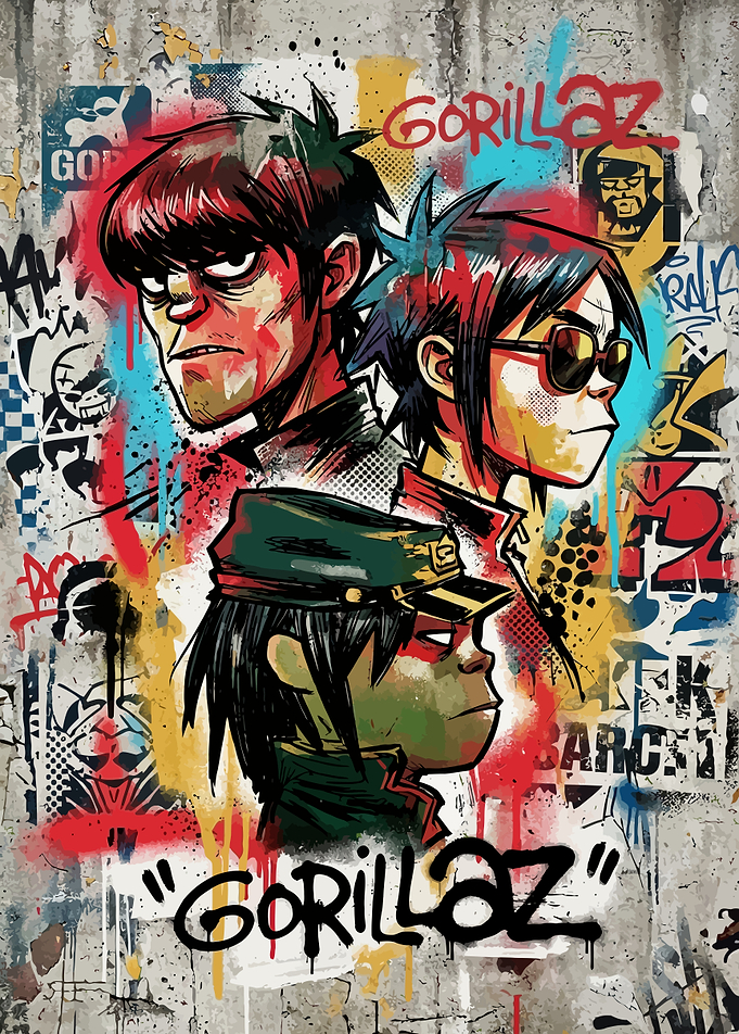 Gorillaz Band Graffiti Art Poster