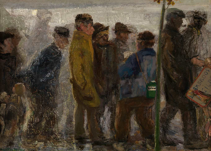 Impressionist Painting of a Street Crowd