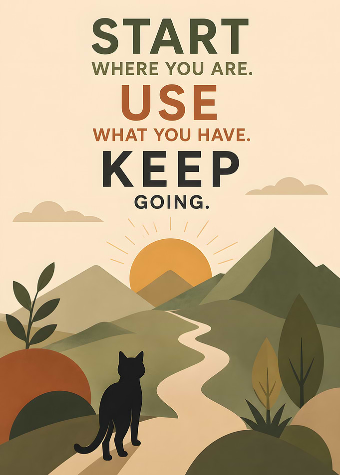 Inspirational Cat Mountain Landscape Poster