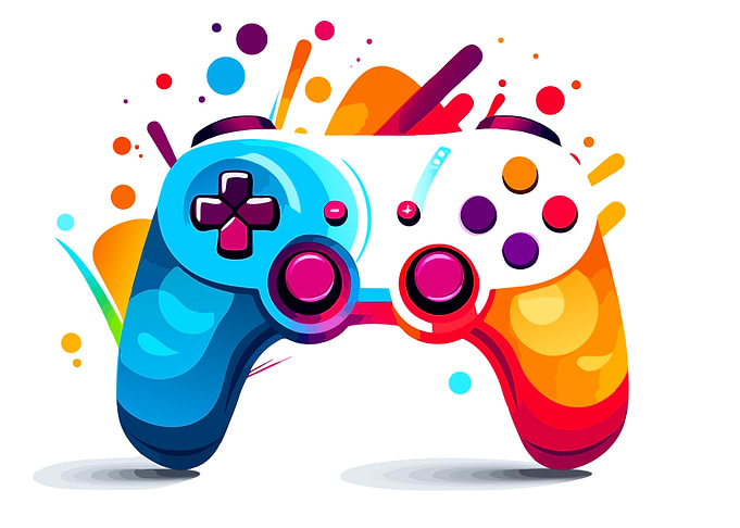 Colorful Abstract Gaming Controller Illustration