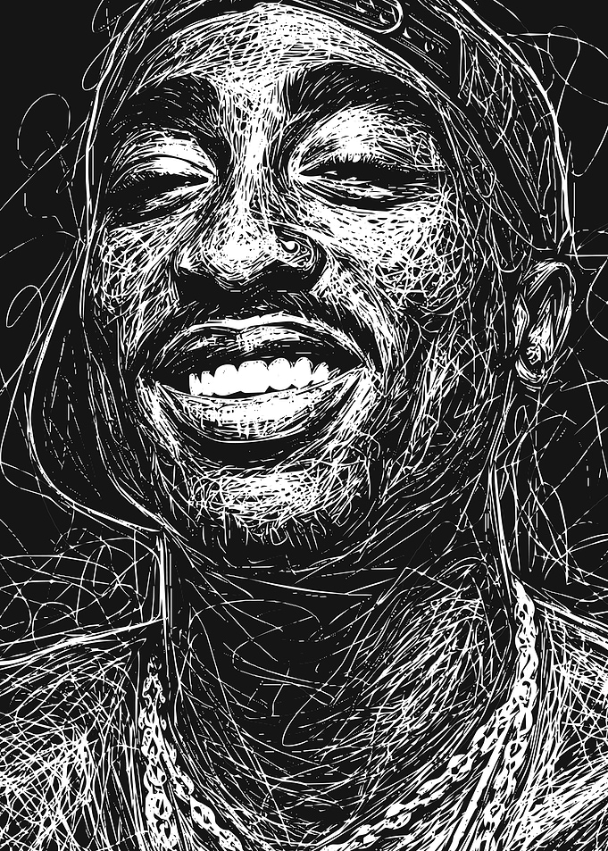 Tupac Shakur Scribble Art Portrait