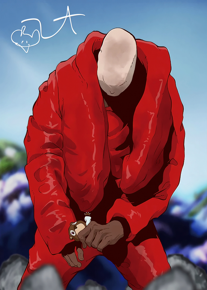 Kanye West Red Puffer Jacket Illustration