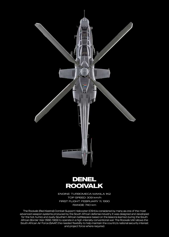Denel Rooivalk Attack Helicopter Technical Poster