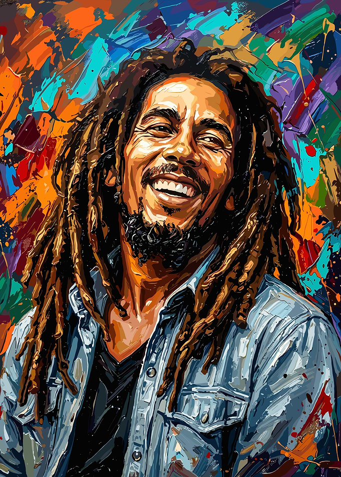 Bob Marley Vibrant Abstract Portrait