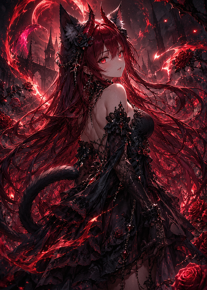 Red-Haired Demon Cat Girl