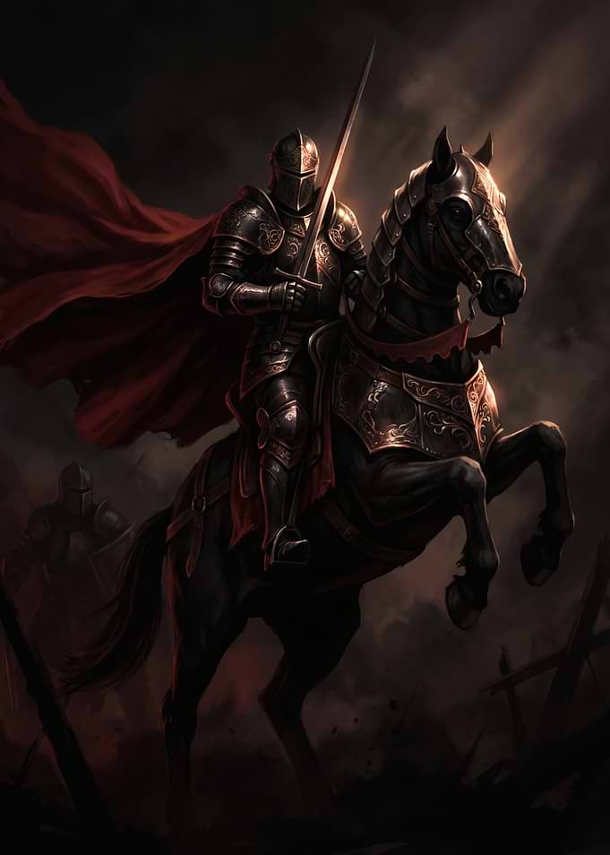 Dark Knight on Rearing Horse
