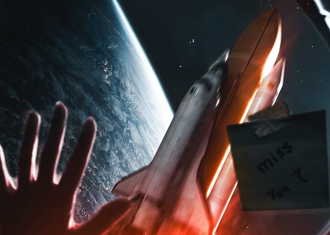 Astronaut Watching Space Shuttle Launch