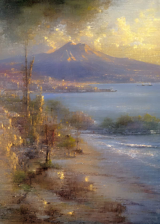 Impressionist Painting of Mount Vesuvius