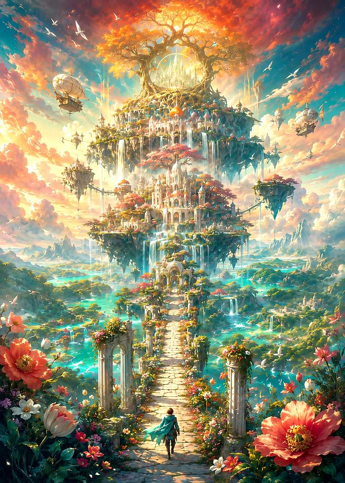 Fantasy Kingdom Floating in the Sky