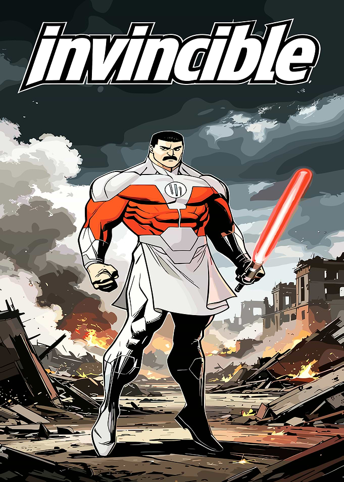 Omni-Man with Lightsaber Invincible Poster