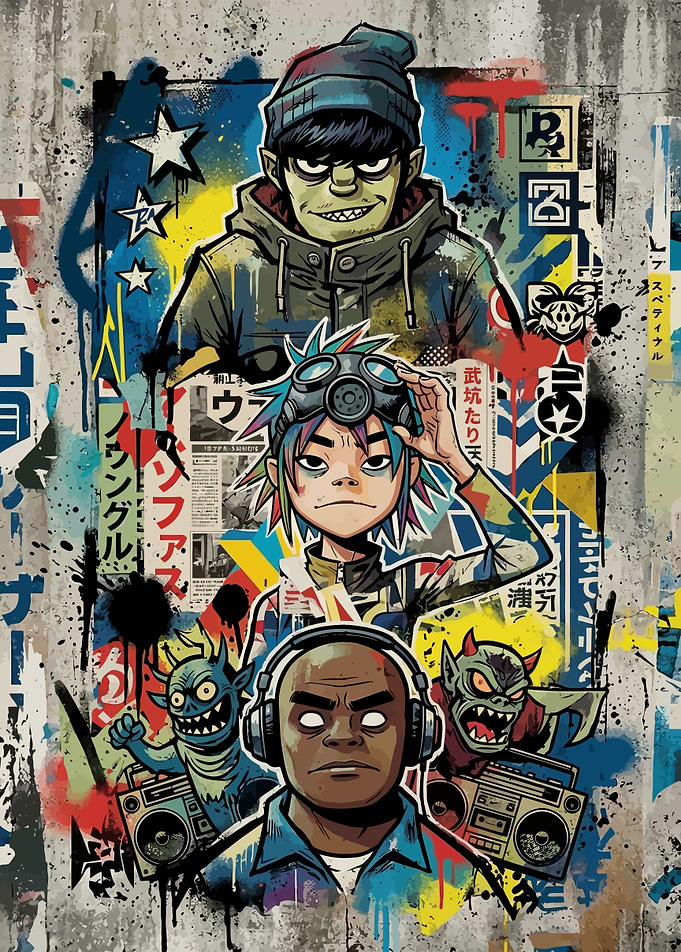 Gorillaz Band Graffiti Style Poster
