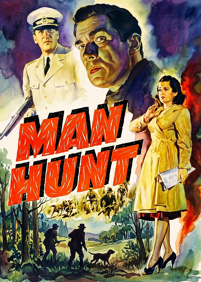 Vintage Man Hunt Movie Poster