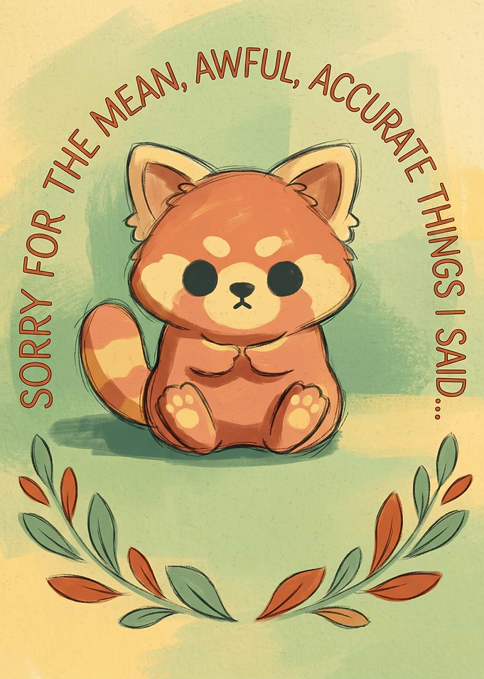 Cute Red Panda Apology Card