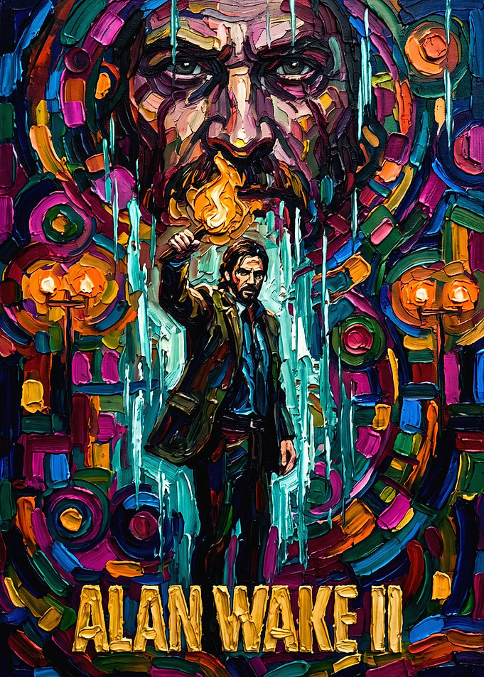Alan Wake 2 Impasto Oil Painting