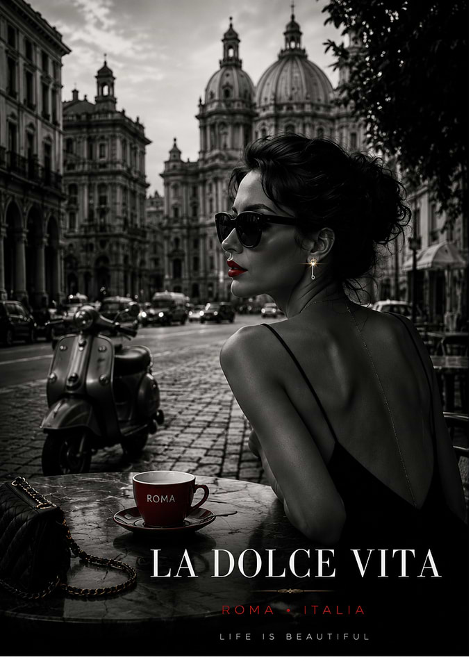 La Dolce Vita Rome Fashion Poster