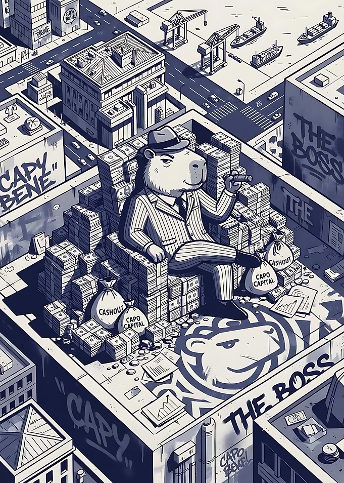 Capybara Mob Boss on Money Throne