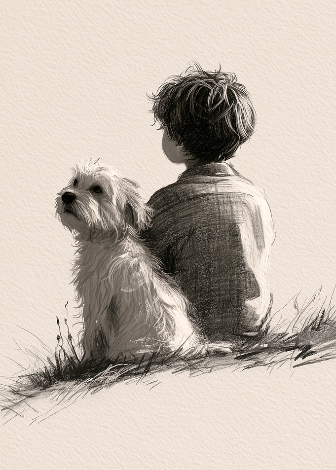Boy and His Dog Sketch