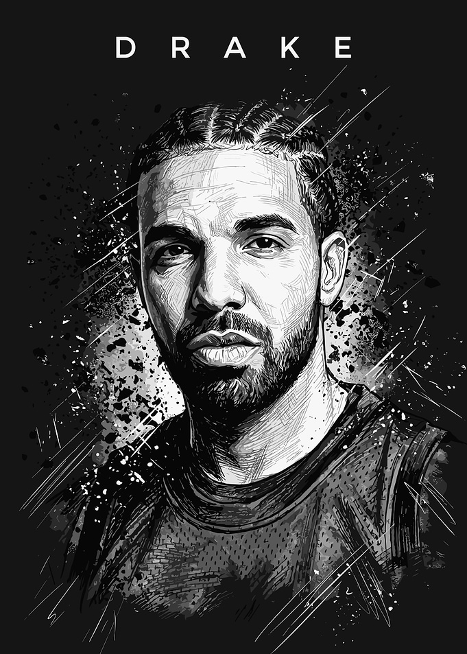 Drake Black and White Portrait