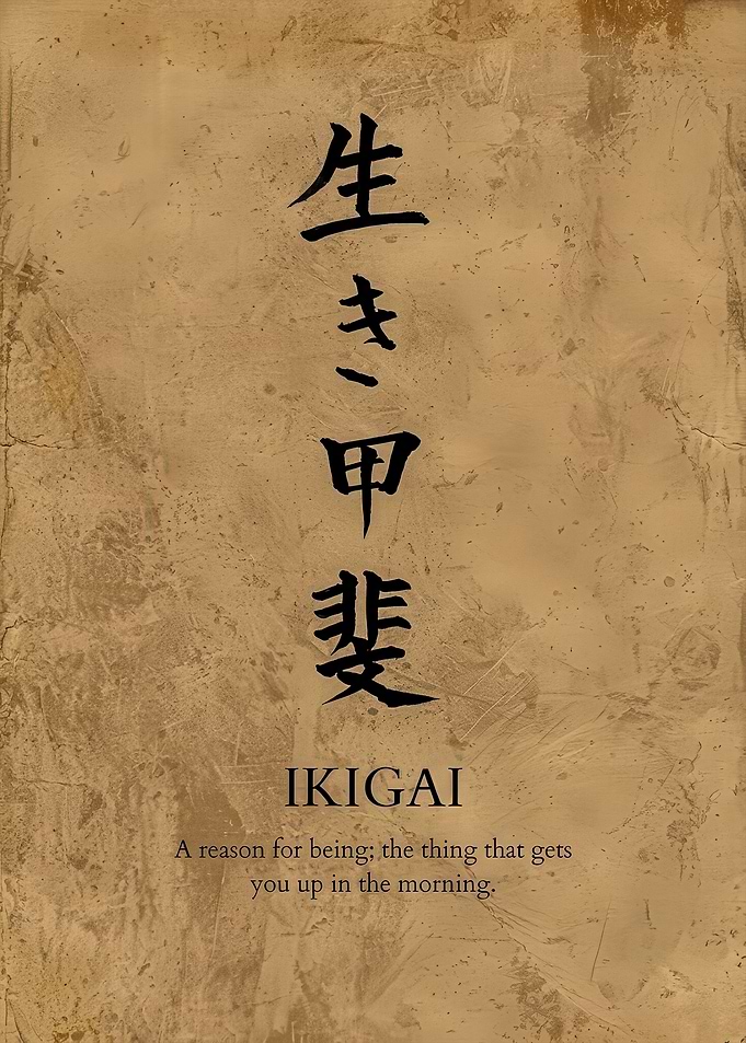 Ikigai Japanese Calligraphy Wall Art