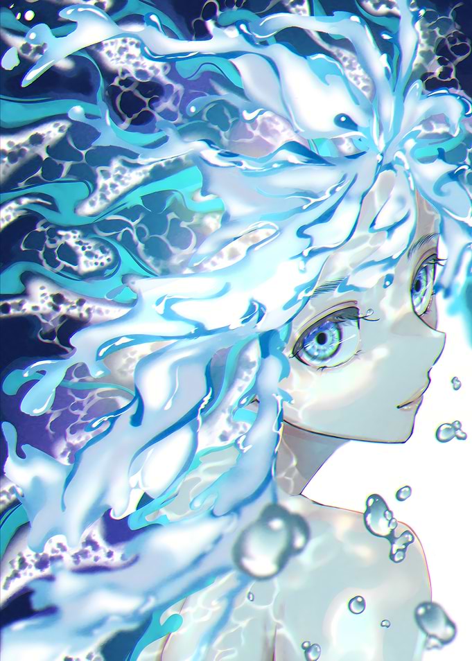 Anime Girl with Water Hair