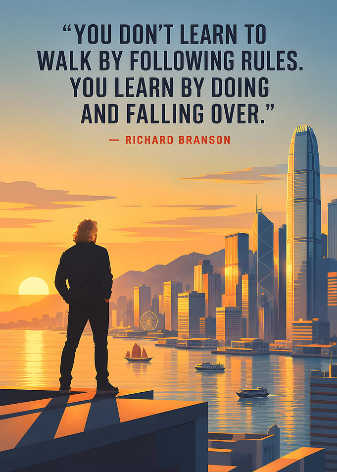Richard Branson Inspirational Cityscape Quote Poster