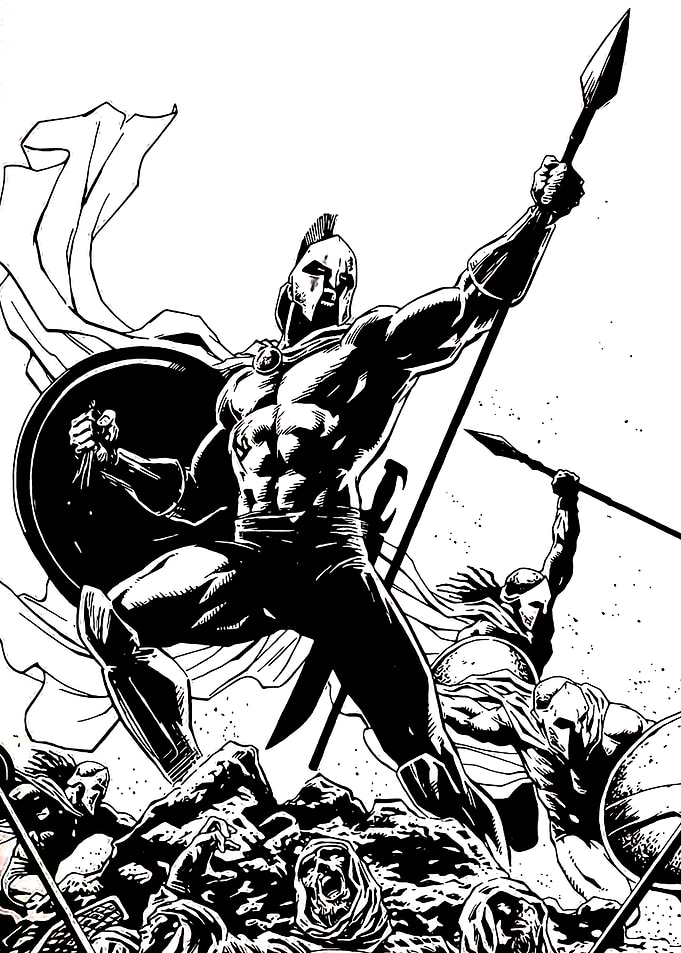 Spartan Warriors in Battle