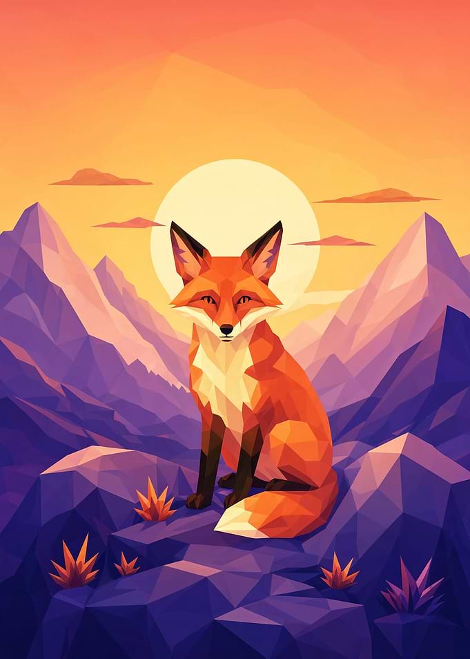 Low Poly Geometric Fox Illustration
