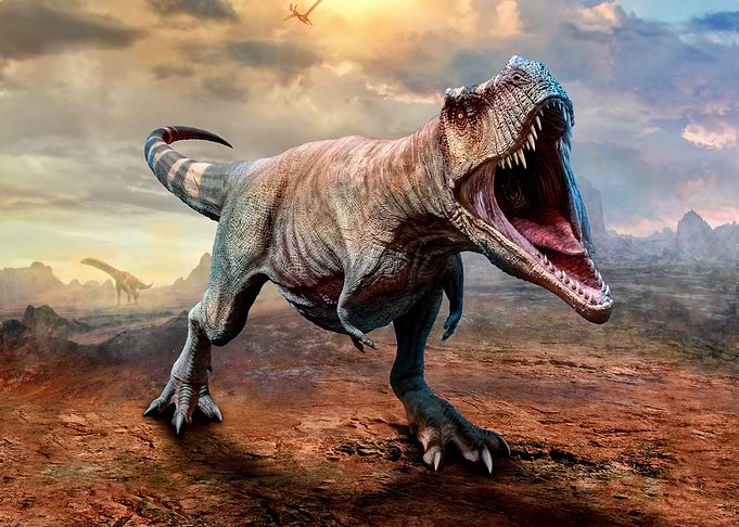Fierce Tyrannosaurus Rex in Prehistoric Landscape
